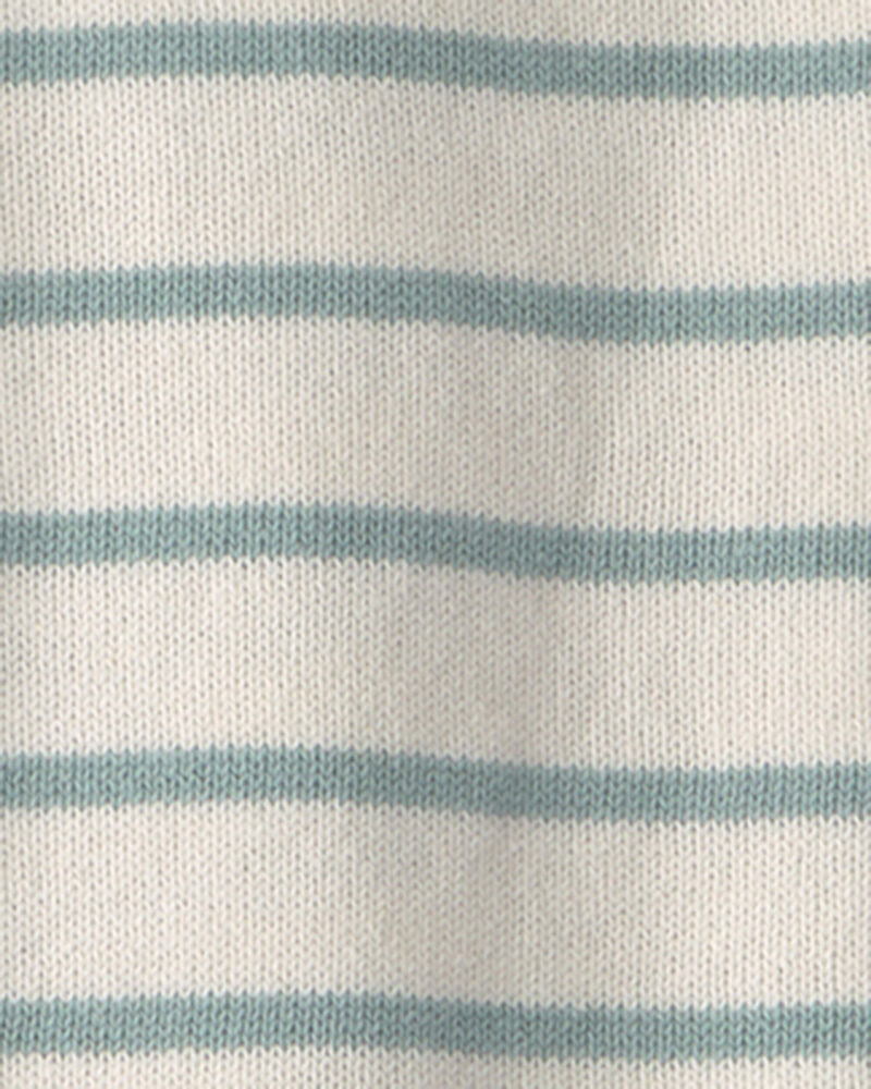 Tout-petit gar&ccedil;on - Ensemble 2 pi&egrave;ces haut &agrave; rayures en tricot et short avec coton biologique, image 4 sur 4 diapositives