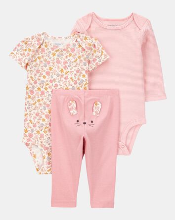 Baby Girl 3-Piece Floral Mouse Little Character Set, 