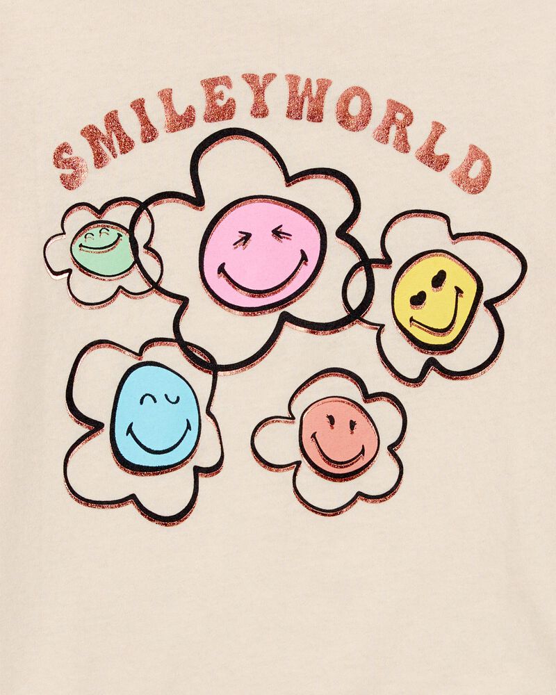 Kid Smiley World Long-Sleeve Graphic Tee - Cream, image 2 of 3 slides