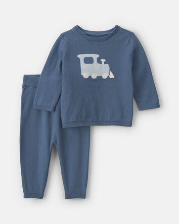 Baby Boy 2-Piece Train Long-Sleeve Top & Pant Set - Blue, 