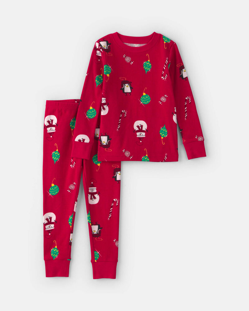 B&eacute;b&eacute; - Pyjama ajust&eacute; 2 pi&egrave;ces &agrave; motif pingouins et No&euml;l &ndash; Rouge, image 1 sur 2 diapositives