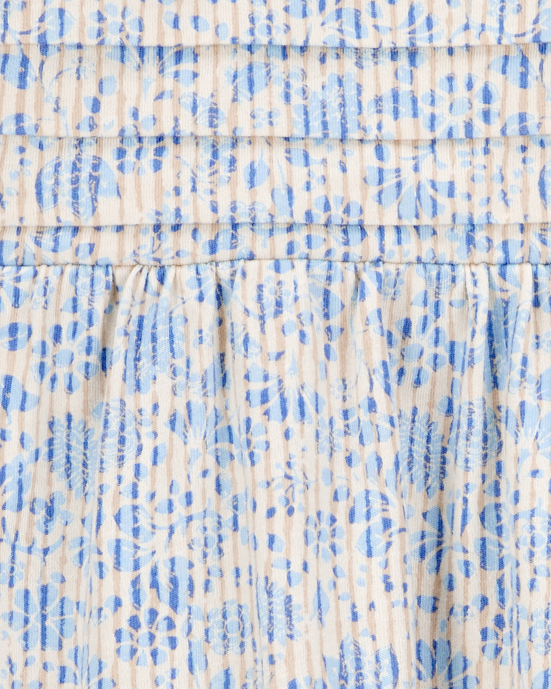 Enfant Robe à smocks à motifs de fleurs - Bleu, image 3 sur 4 diapositives