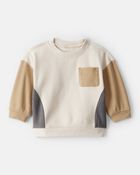 Baby Boy Colourblock French Terry Long-Sleeve Pullover Sweatshirt - Tan, image 1 of 3 slides