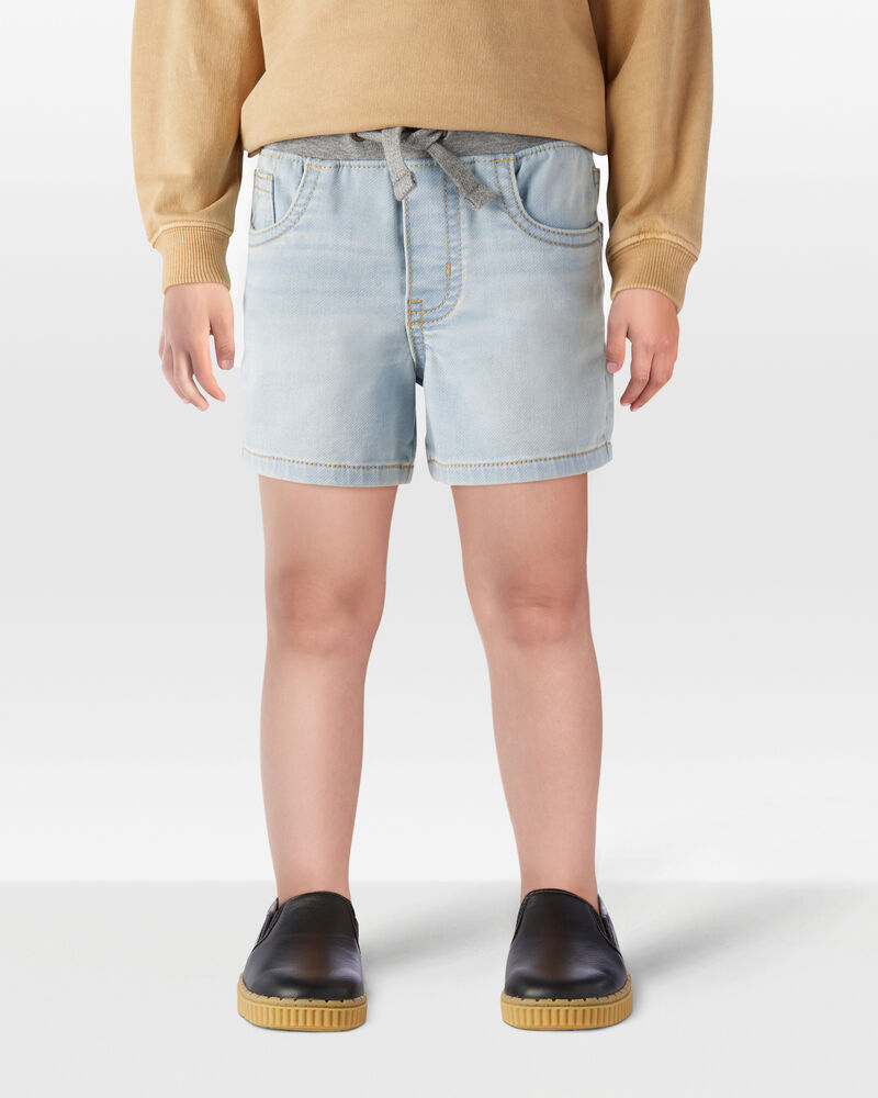 Toddler Pull-On Denim Shorts - Light Blue Wash, image 2 of 7 slides