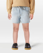 Toddler Pull-On Denim Shorts - Light Blue Wash, image 2 of 7 slides