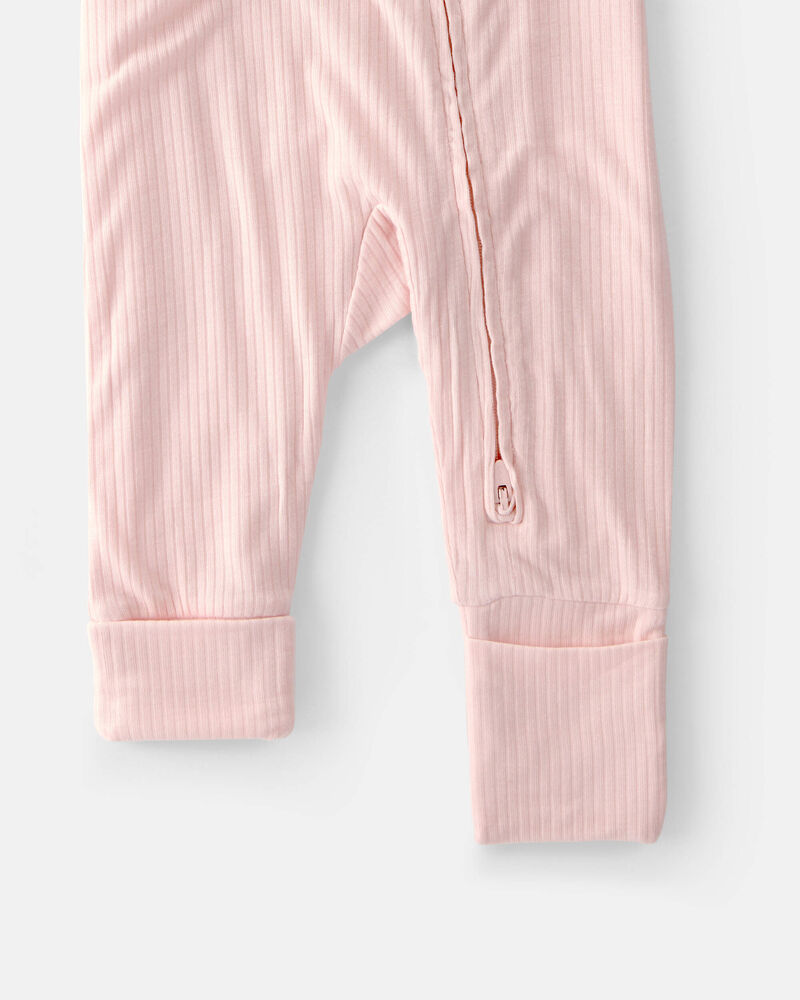 Baby Girl 2-Way Zip PurelySoft Sleeper - Light Pink, image 5 of 8 slides