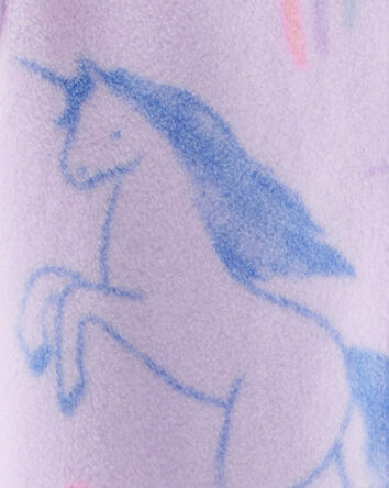 Toddler Girl Unicorn Print Loose Fit Long-Sleeve 2-Way Zip 1-Piece pyjamas - Purple, 