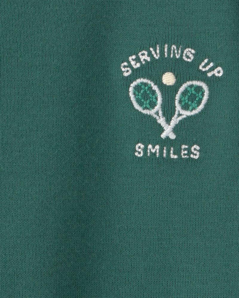 Baby Tennis Short-Sleeve Romper - Green, image 3 of 4 slides