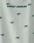 Baby Boy Snail Short-Sleeve Romper - Green, image 3 of 4 slides