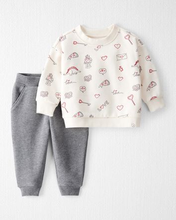 Baby 2-Piece Organic Cotton Set in Little Loves Print, 