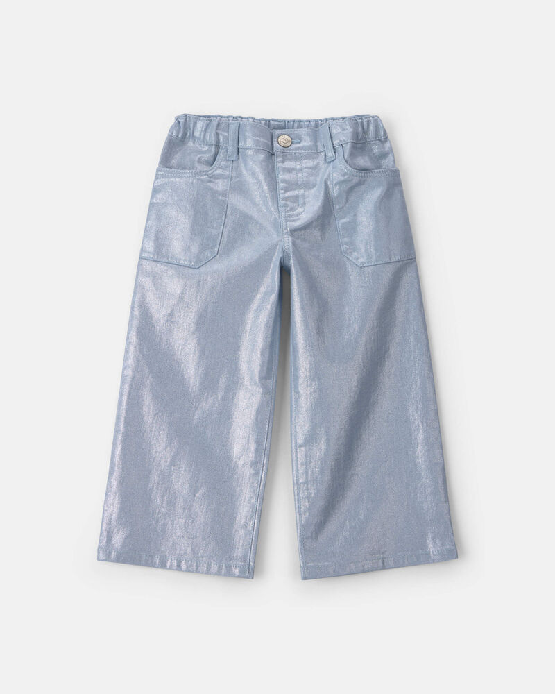 Toddler Girl Metallic Wide-Leg Pants - Silver, image 1 of 4 slides