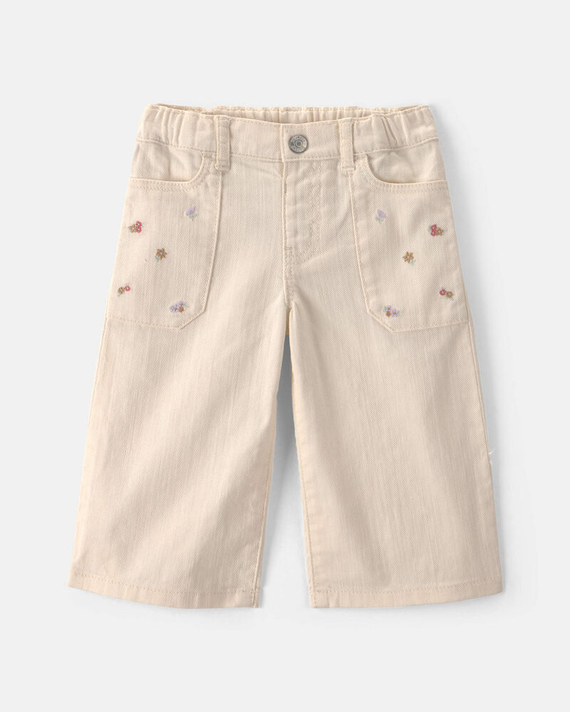 Baby Girl Floral Twill Pants - Cream, image 1 of 4 slides