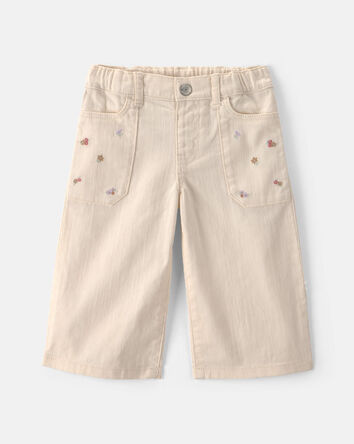 B&eacute;b&eacute; fille - Pantalon en serg&eacute; &agrave; motif floral - Cr&egrave;me, 