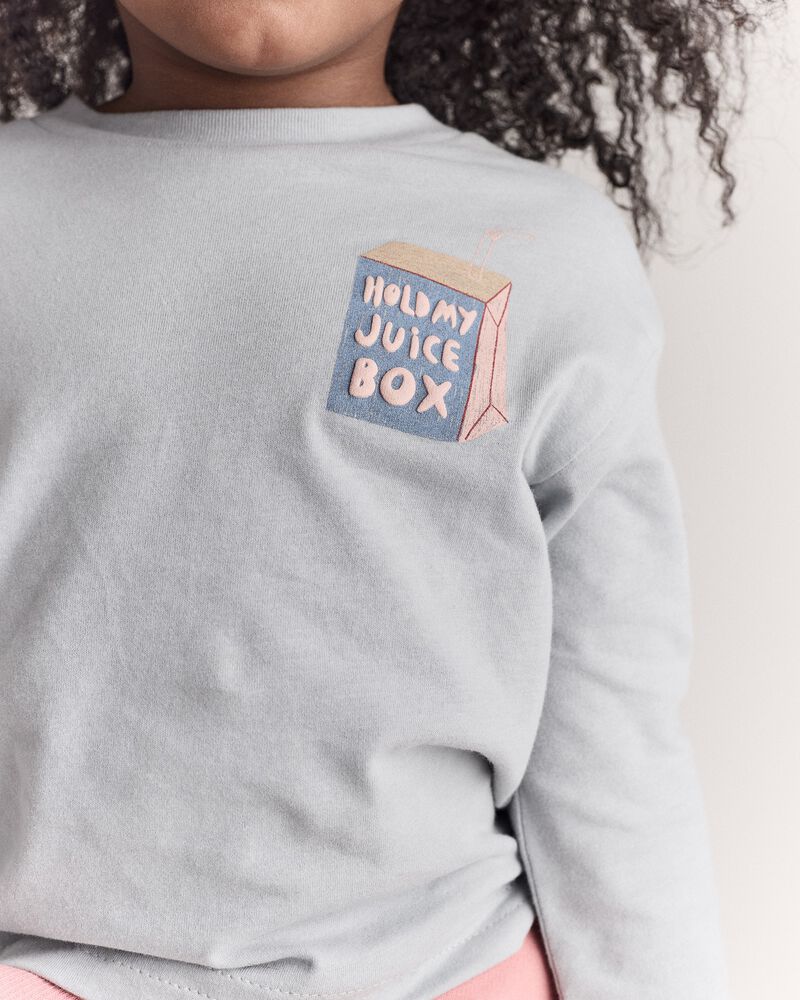 Toddler Hold My Juicebox Long-Sleeve Relaxed Graphic Tee - Light Blue, image 4 of 6 slides