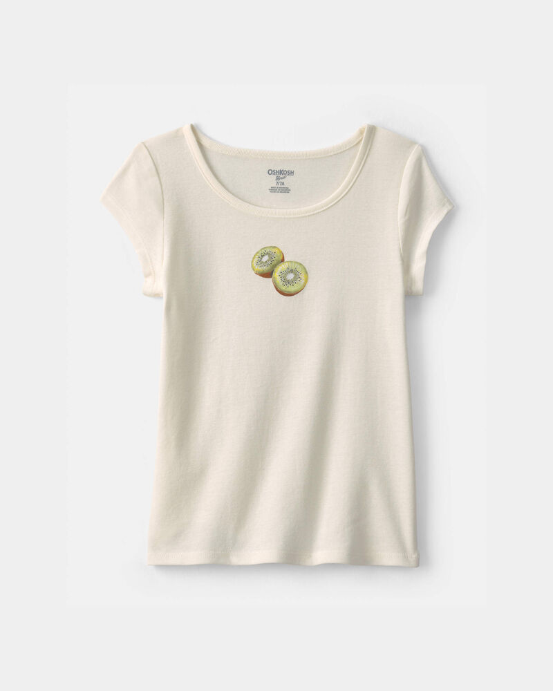 Filles - T-shirt c&ocirc;tel&eacute; &agrave; motif kiwi - Ivoire, image 1 sur 2 diapositives