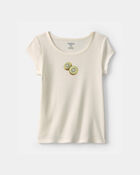 Filles - T-shirt c&ocirc;tel&eacute; &agrave; motif kiwi - Ivoire, image 1 sur 2 diapositives
