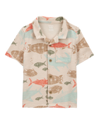 Baby Sea Print Button-Down Shirt, image 1 of 3 slides