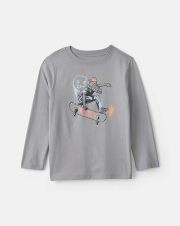 Gar&ccedil;ons - T-shirt &agrave; manches longues imprim&eacute; de planche &agrave; roulettes &ndash; Gris, 