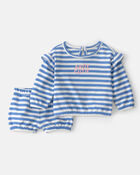 Baby Girl 2-Piece Top & Short Set - Blue, image 1 of 4 slides