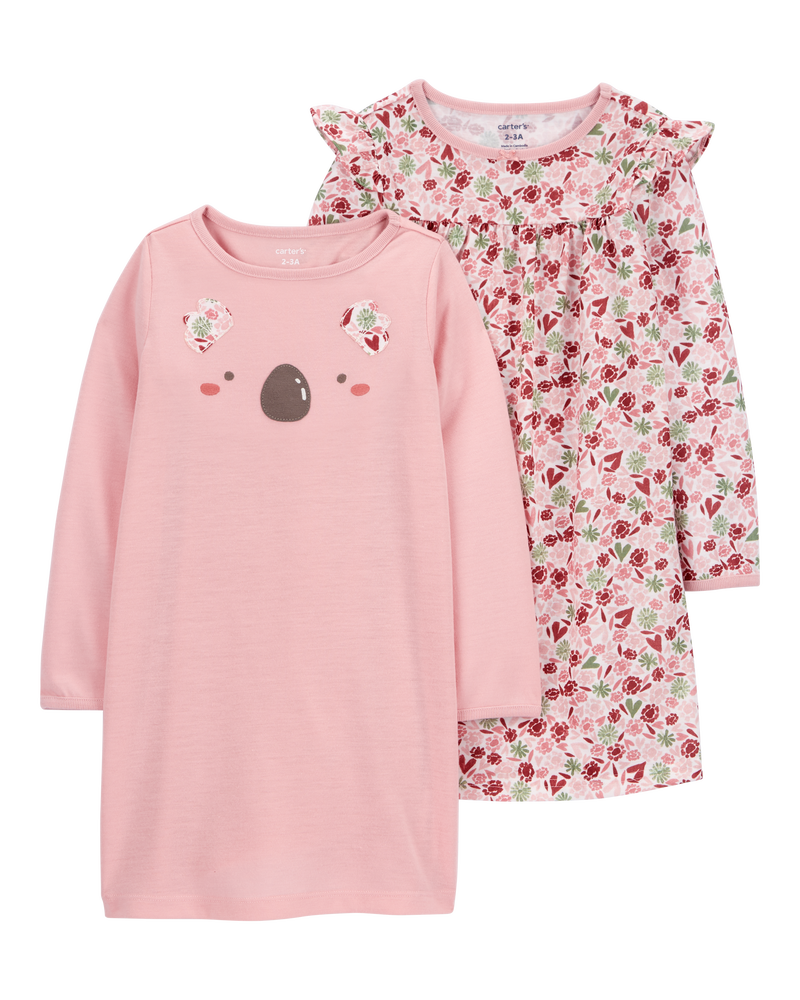 Girls 2-Pack Long-Sleeve Nightgowns, image 1 of 4 slides