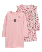 Girls 2-Pack Long-Sleeve Nightgowns, image 1 of 4 slides