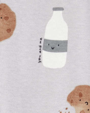 B&eacute;b&eacute; - Grenouill&egrave;re en coton &agrave; glissi&egrave;re 2 sens &agrave; imprim&eacute; de biscuits et lait, 