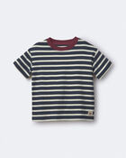 Tout-petit - T-shirt d&eacute;contract&eacute; &agrave; rayures - Bleu marine/Bourgogne, image 2 sur 6 diapositives