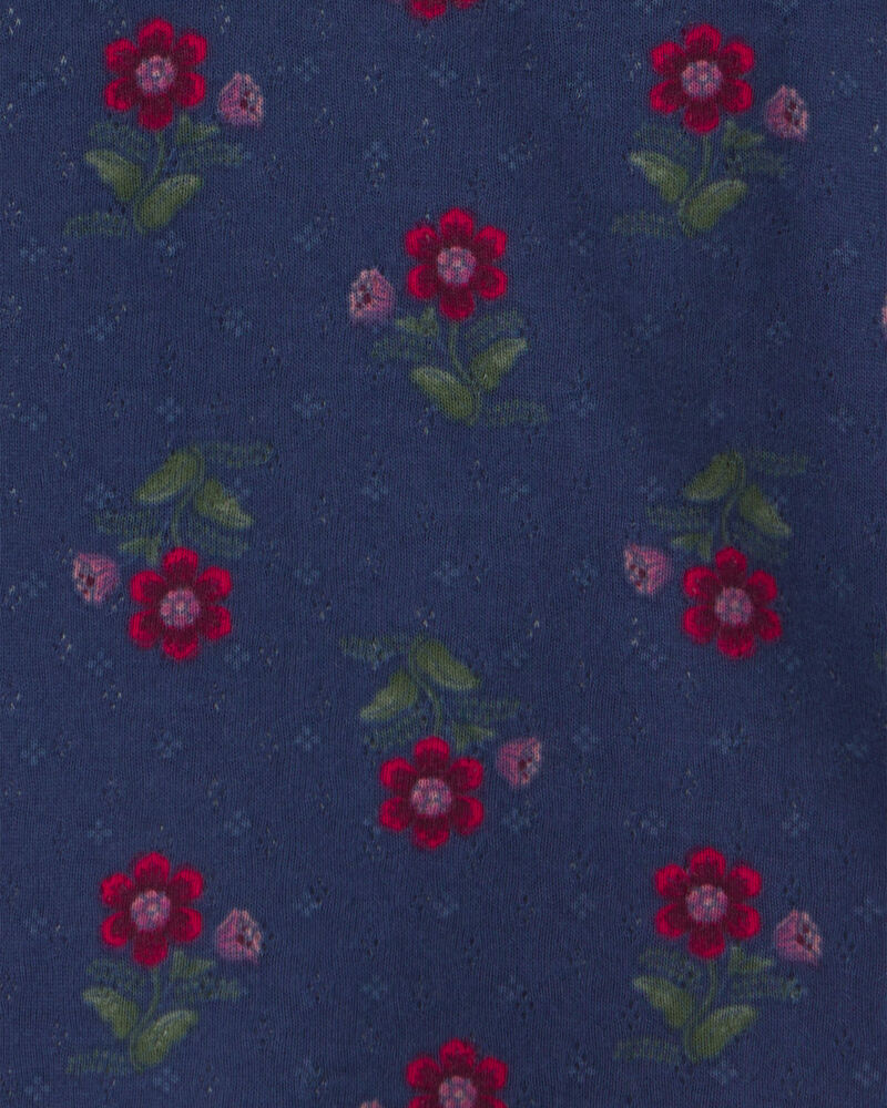 Toute-petit fille - Haut manches longues &agrave; motif floral - Bleu marine, image 2 sur 2 diapositives