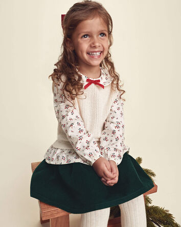 Toddler Girl Bow Corduroy Skort - Green, 