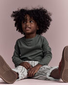 Tout-petit - Pantalon &agrave; poches en jersey bouclette &agrave; rayures - Sauge, image 5 sur 7 diapositives
