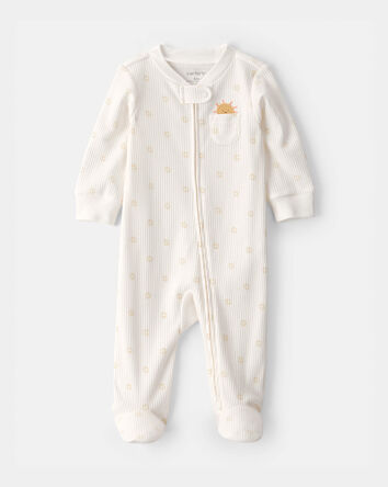 B&eacute;b&eacute; - Grenouilli&egrave;re &agrave; fermeture &agrave; glissi&egrave;re 2 sens, motif soleil - Blanc, 