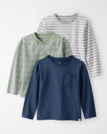 Toddler 3-Pack Organic Cotton Long-Sleeve Stretch Jersey Tees, 