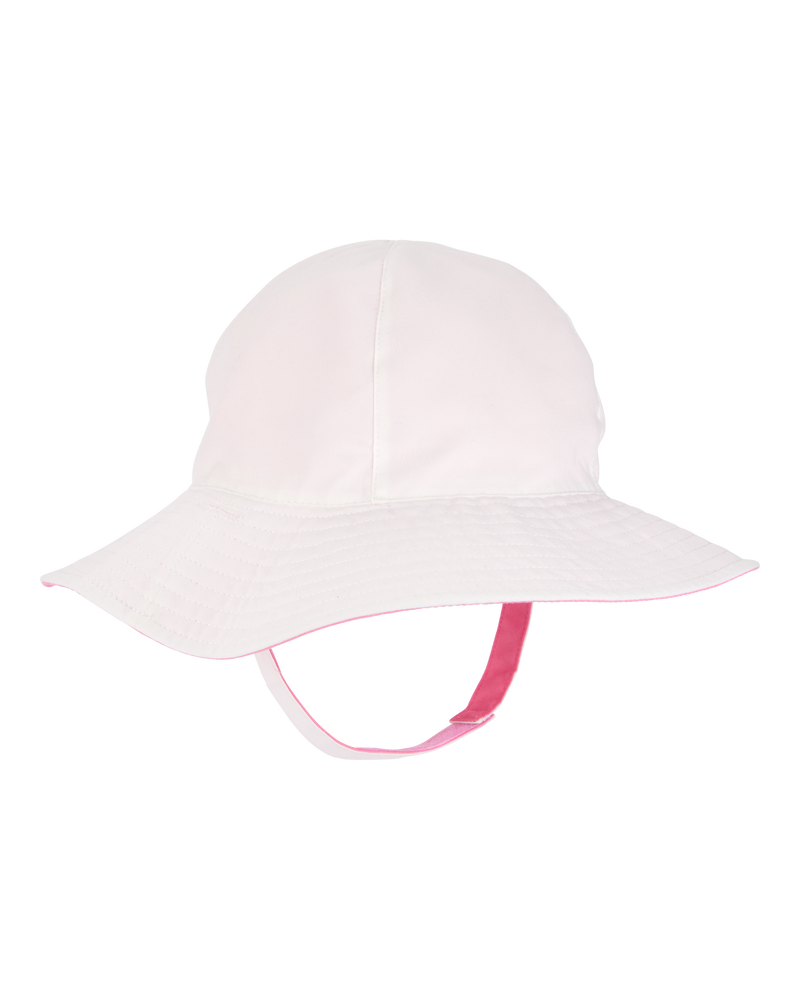 Baby Girl Reversible Solid Swim Hat - Pink/White, image 2 of 3 slides