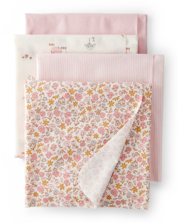 Baby 4-Pack Floral Receiving Blankets, 
