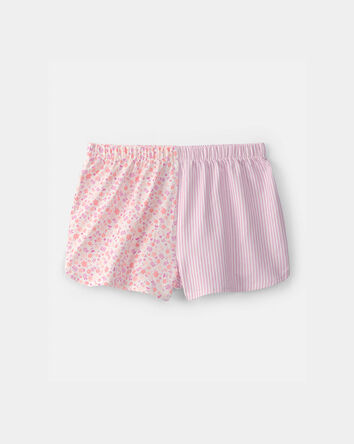 Girls Floral Stripe Short-Sleeve Loose Fit 2-Piece pyjama Set - Pink, 