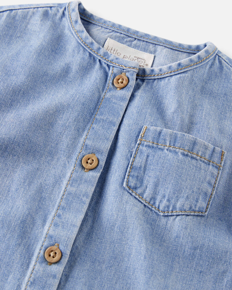 Bébé Combinaison en chambray de coton biologique, image 2 sur 4 diapositives