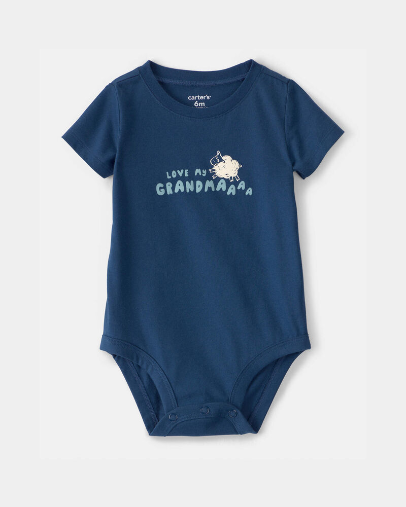 Baby 'Love My Grandma' Sheep Graphic Bodysuit - Blue, image 1 of 3 slides
