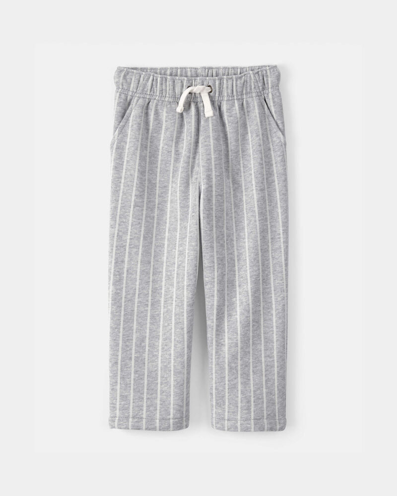 Toddler Striped French Terry Pants - Grey/White, image 1 of 4 slides