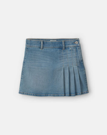 Filles - Jupe en denim &agrave; motif &agrave; plis - D&eacute;lav&eacute; clair, 