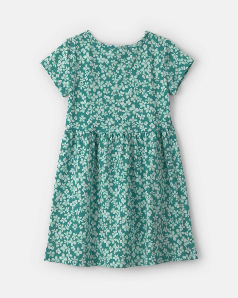 Filles - Robe &agrave; manches courtes, floral &ndash; Vert, image 2 sur 3 diapositives