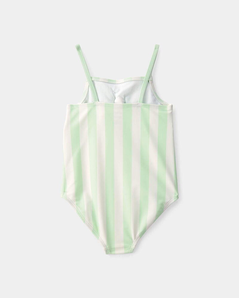 Toute-petit fille - Maillot de bain 1 pi&egrave;ce &agrave; rayures - Vert/Ivoire, image 2 sur 3 diapositives