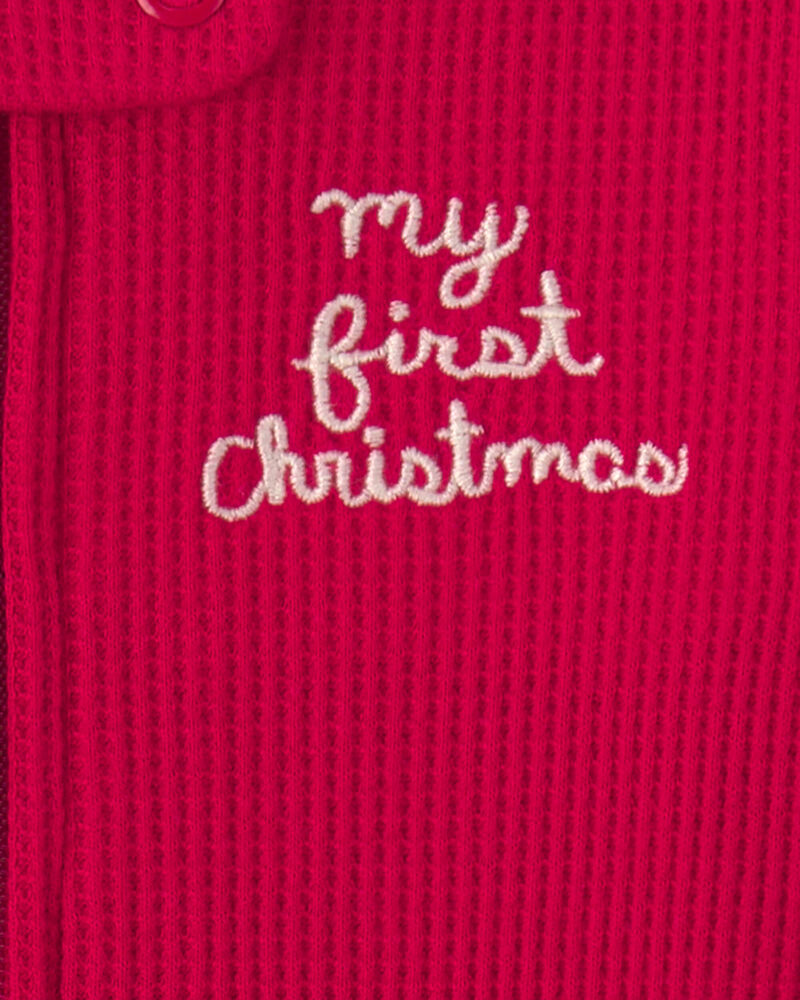 B&eacute;b&eacute; - Grenouill&egrave;re en coton isotherme &agrave; imprim&eacute; &laquo;My First Christmas&raquo; &ndash; Rouge, image 4 sur 4 diapositives