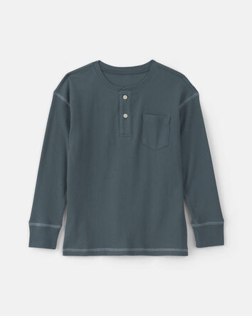 Boys Thermal Long-Sleeve Henley T-shirt - Teal, 