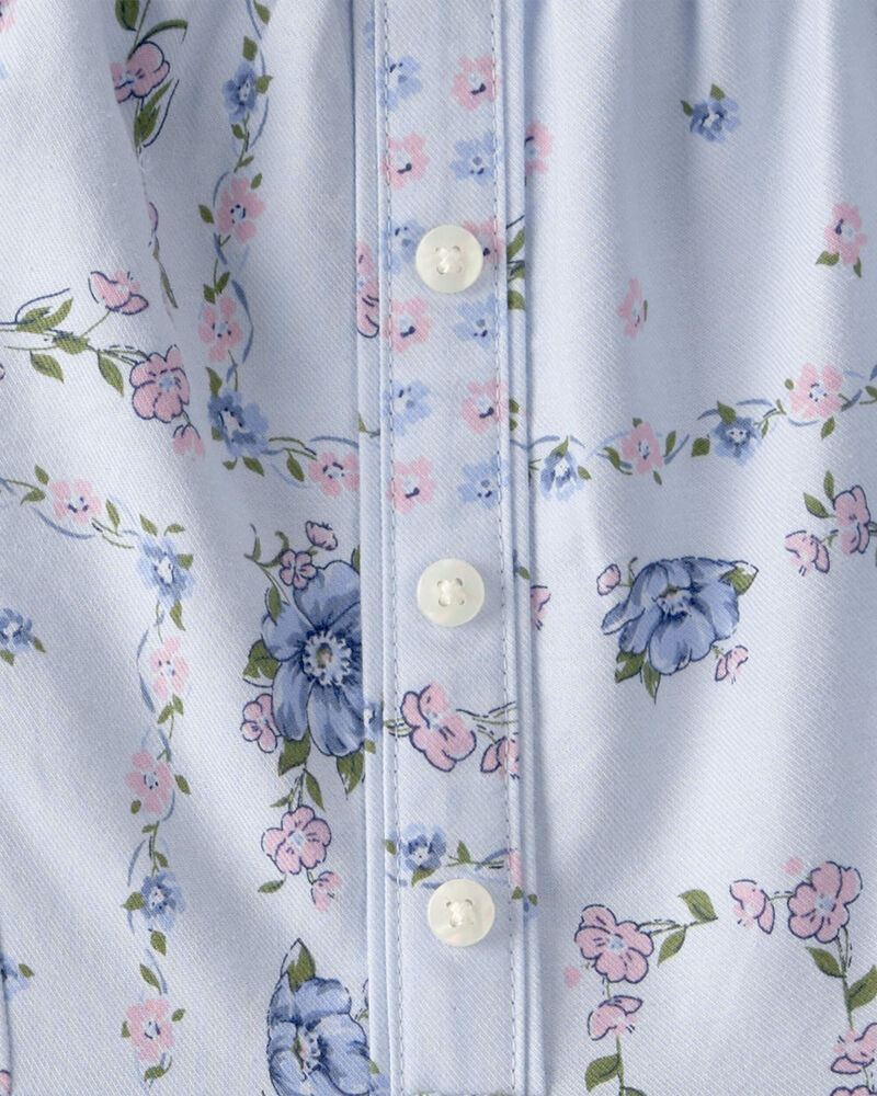 Filles - Robe &agrave; manches longues &agrave; smocks, bandana - Bleu, image 3 sur 3 diapositives