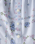 Filles - Robe &agrave; manches longues &agrave; smocks, bandana - Bleu, image 3 sur 3 diapositives