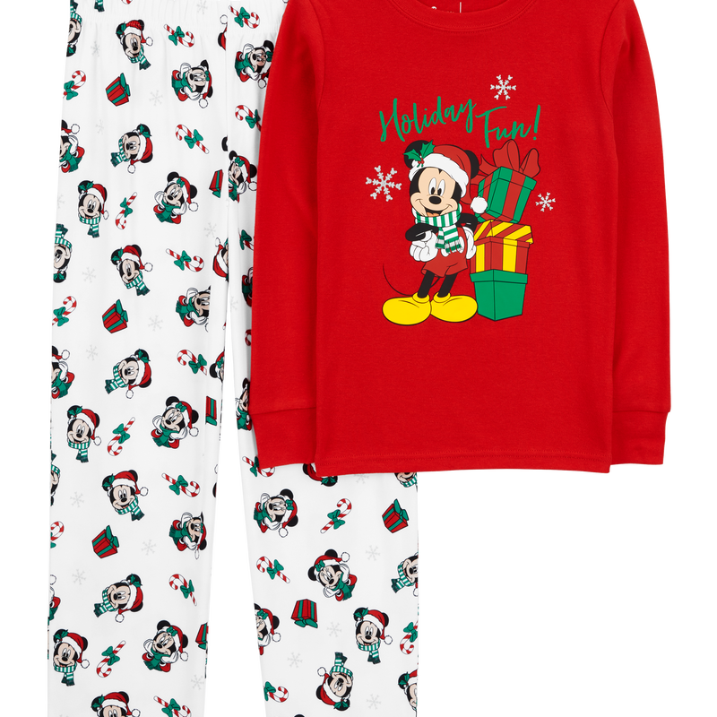 Red White Kid 2 Piece Christmas Mickey Cotton Fleece Pyjamas Carter s Oshkosh Canada