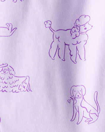 Baby Girl Dog Print Long-Sleeve Peplum Top - Purple, 