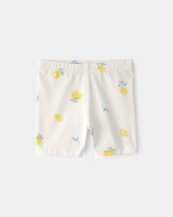 Baby Girl Lemon Bike Shorts - Cream, 