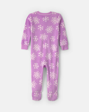 Toute-petit fille - Pyjama ajust&eacute; 1 pi&egrave;ce en DreamPlush avec pieds &agrave; motif pingouin &ndash; Mauve, 