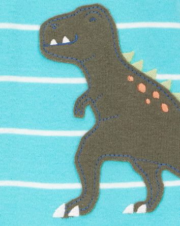 Baby 1-Piece Striped Dinosaur Print 100% Snug Fit Cotton Footie Pyjamas, 